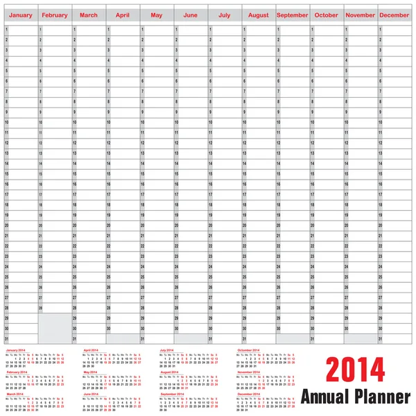 Calendário da tabela - Planejador anual Ilustração De Bancos De Imagens