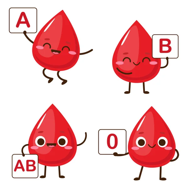Cartoon Red Drops Blood Type Sign Hands Vector Illustration Royalty Free Stock Vectors