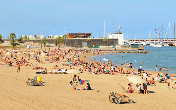 Barceloneta strandtól (barcelona, Spanyolország) — Stock Fotó