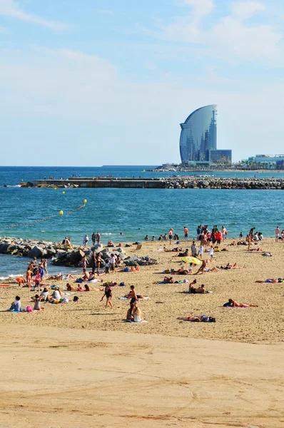 Pláž Barceloneta ve Španělsku — Stock fotografie