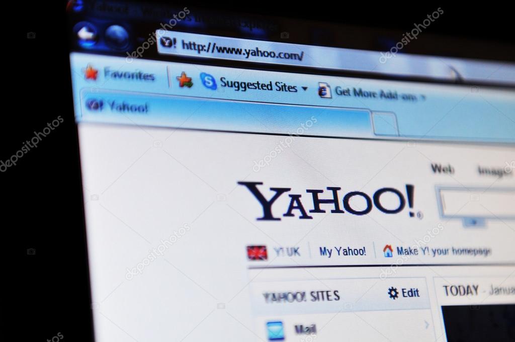 Yahoo home page on laptop screen