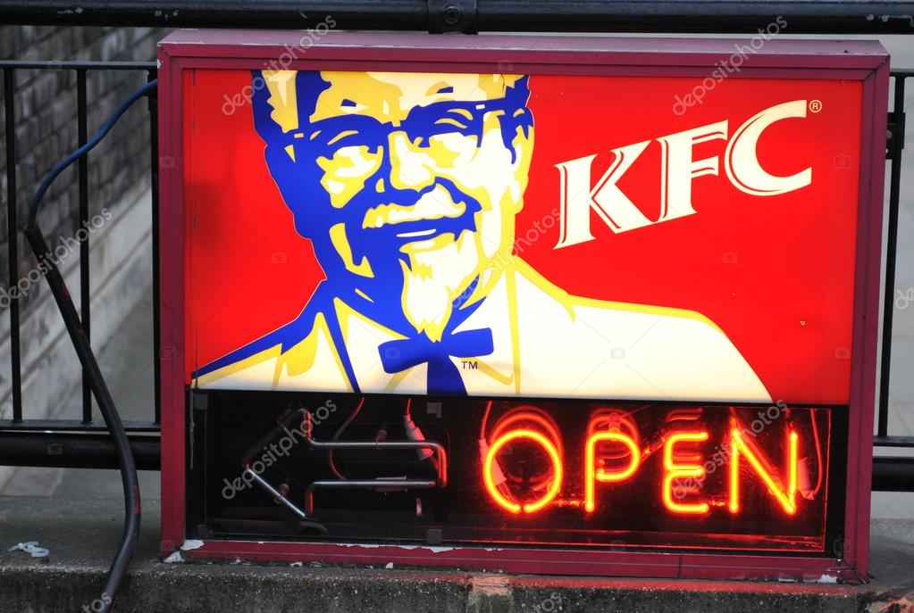 KFC neon logo on London streets