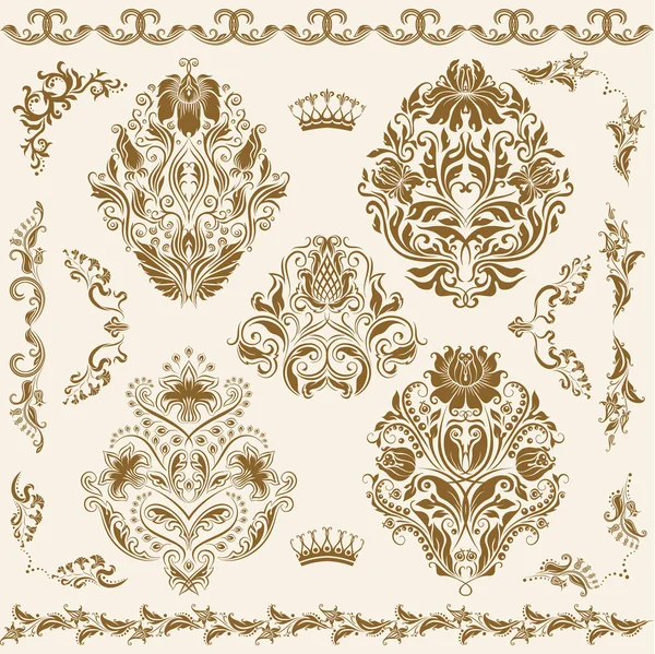set vektör damask süsler.