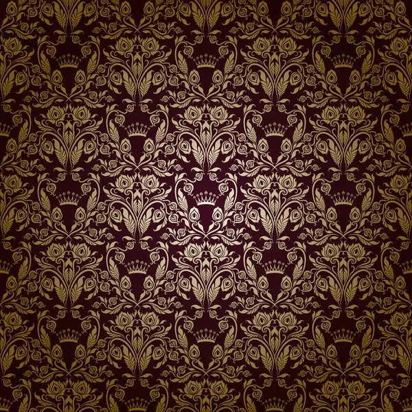 Damas motif floral sans couture — Image vectorielle