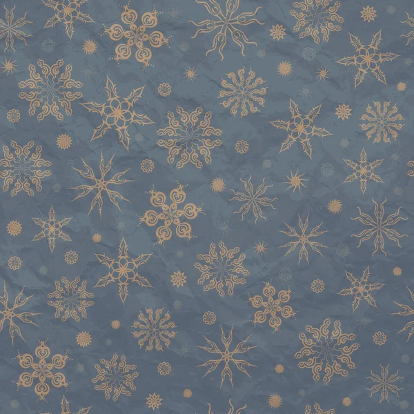 Beige snöflingor på blå bakgrund. — Stock vektor