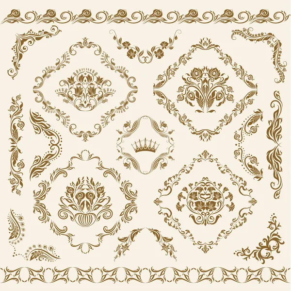 Set of vector damask ornaments. — Stock Vector