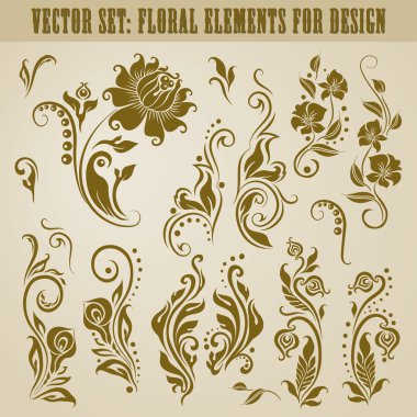 Vector set of floral elements clipart
