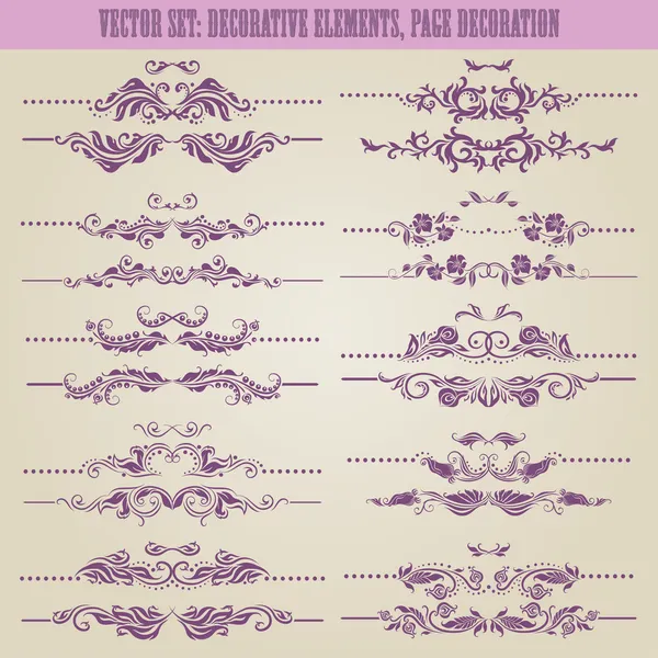 Conjunto de vectores: elementos decorativos florales — Vector de stock