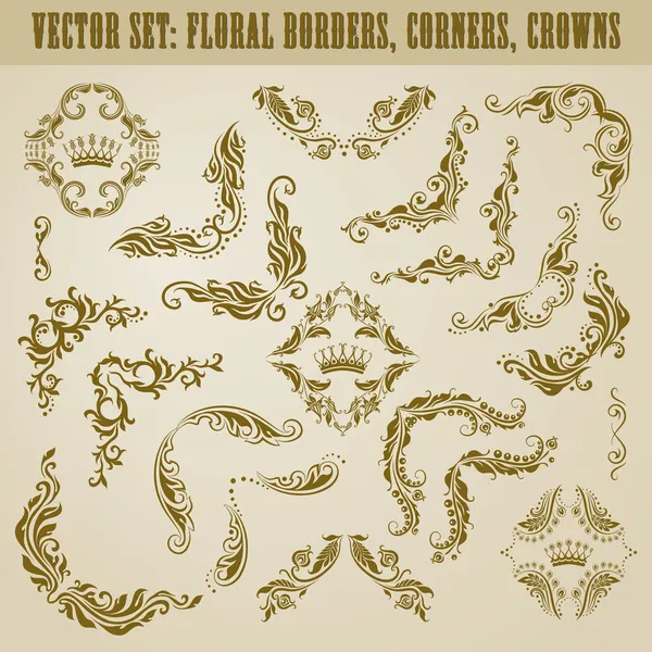 set vektör damask süsler.