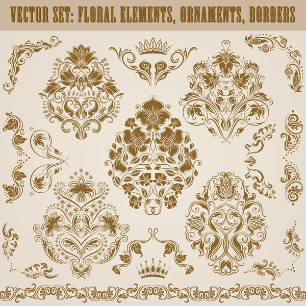 set vektör damask süsler.