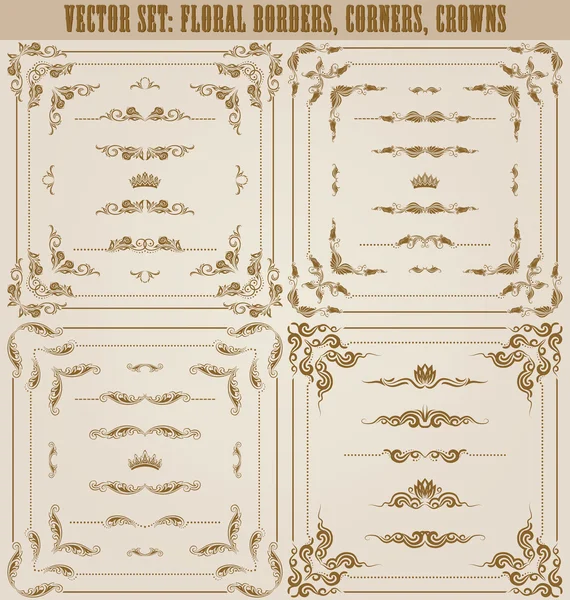 Ensemble vectoriel de bordures décoratives dorées, cadre — Image vectorielle