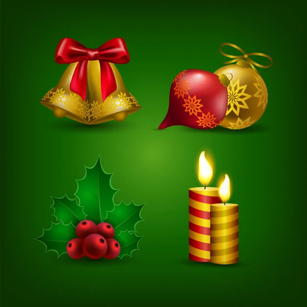 Colección de adornos de Navidad — Vector de stock