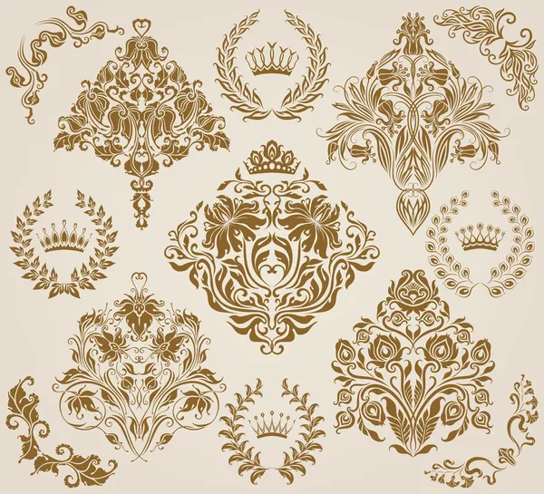 Set of vector damask ornaments. — Stock Vector