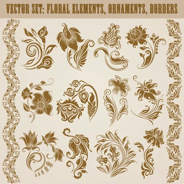 Set of vector damask ornaments. — Stock Vector