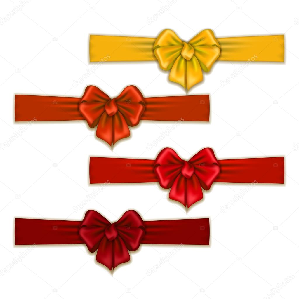 Set of elegant silk colored bows