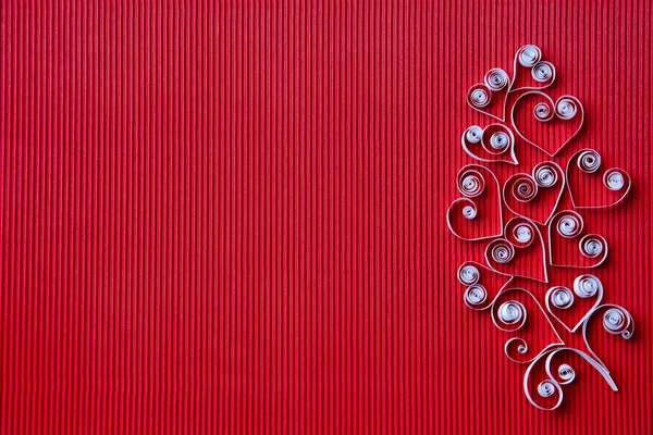 Cuori di quilling di carta durante il giorno di San Valentino — Foto Stock