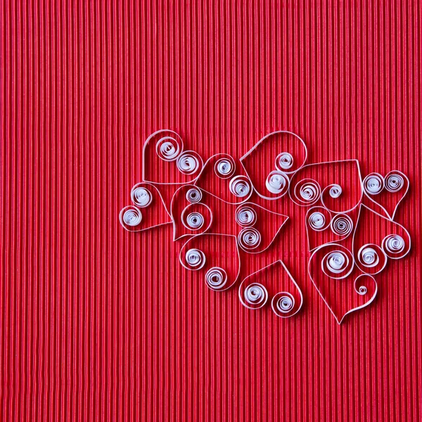Hearts of paper quilling for Valentine's day — Stock Photo, Image