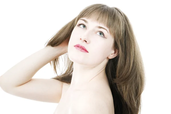 Portrait of beautiful girl on white background. — Stock Photo, Image