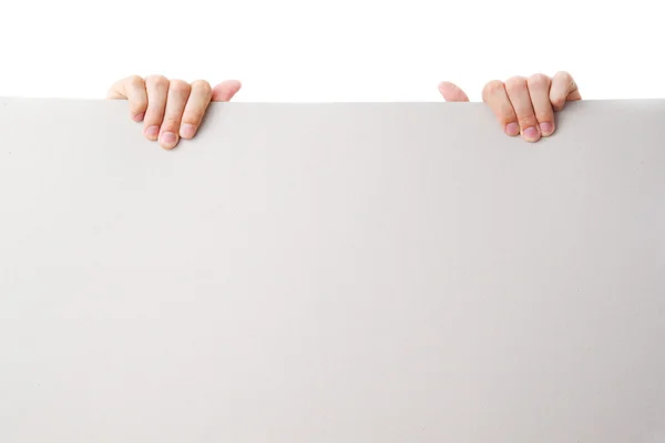Hand gesture with sheet of blank paper — Stock Photo, Image