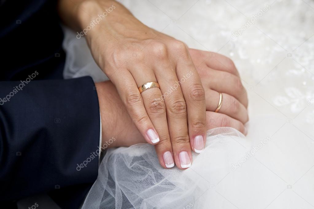 Wedding rings on hands