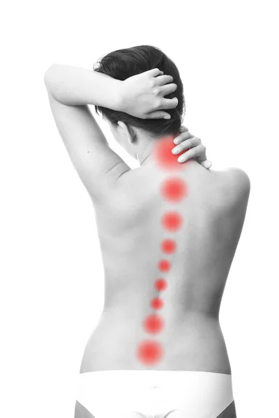 Πόνος στο πίσω μέρος των γυναικών — Φωτογραφία Αρχείου