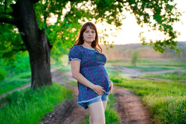 Pregnant woman in nature — Stock Photo, Image