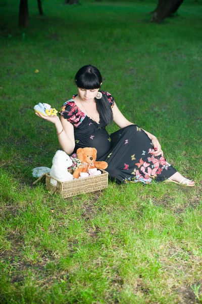 Mujer embarazada en la naturaleza —  Fotos de Stock