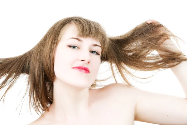 Jovem com cabelo comprido — Fotografia de Stock