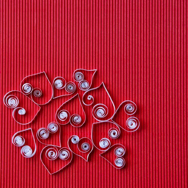 Hearts of paper quilling for Valentine's day — Stock Photo, Image