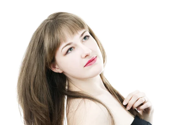 Portrait of beautiful girl on white background. — Stock Photo, Image