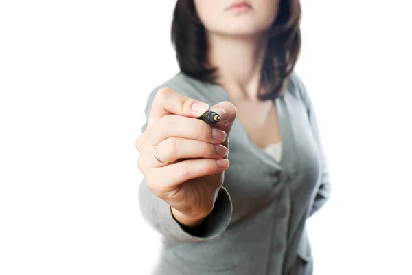 Mulher de negócios com caneta — Fotografia de Stock