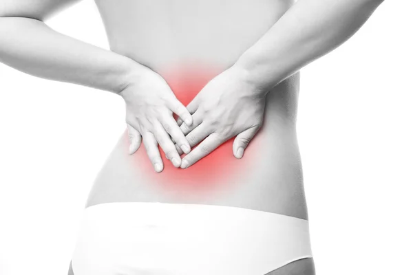 Pain in female backache Royalty Free Stock Photos