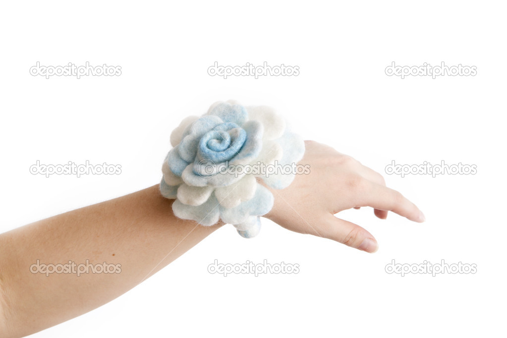 Bracelet on his hand handmade