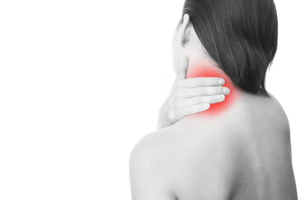 Pain in neck of women — Stock Photo, Image