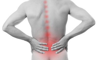 Pain in the lower back in men clipart