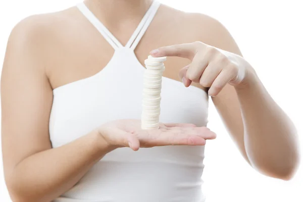 Pills in women hands — Stock Photo, Image