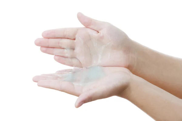 Apply cream on skin hand — Stock Photo, Image