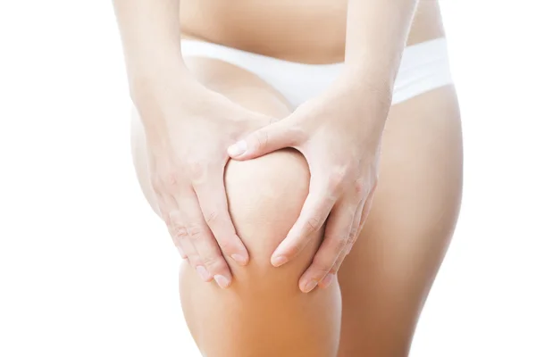 Bolest kolena v žena — Stock fotografie