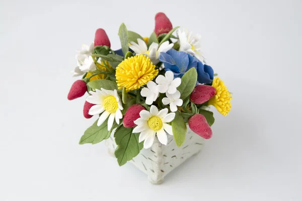 Colorful bouquet of flowers and berries on a white background — Stock Photo, Image