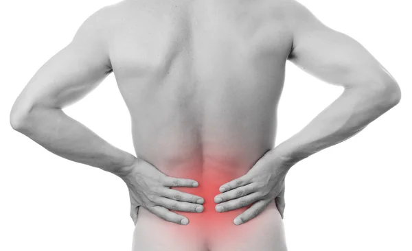 Pain in the lower back in men — Stock Photo, Image