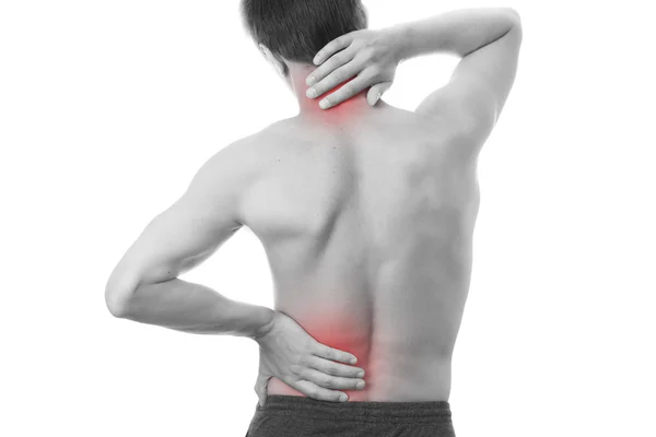 男性の背中の痛み ストック写真