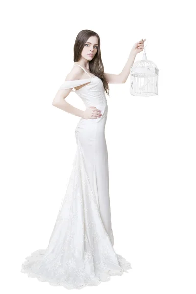 Hermosa novia en un vestido blanco —  Fotos de Stock