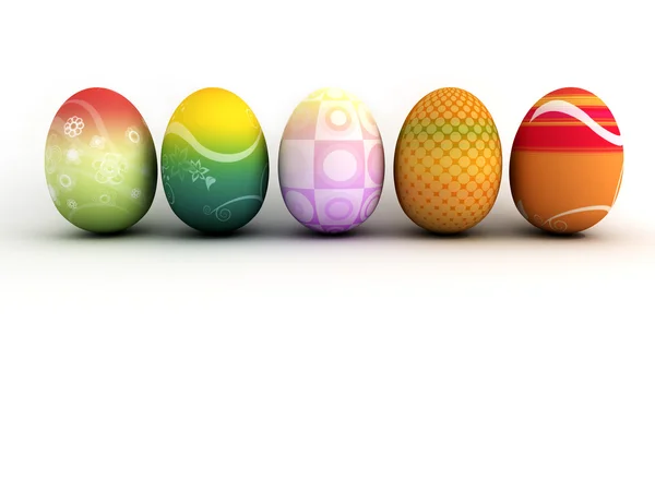 Ostern bunte Eier isoliert auf weißem Hintergrund — Stockfoto