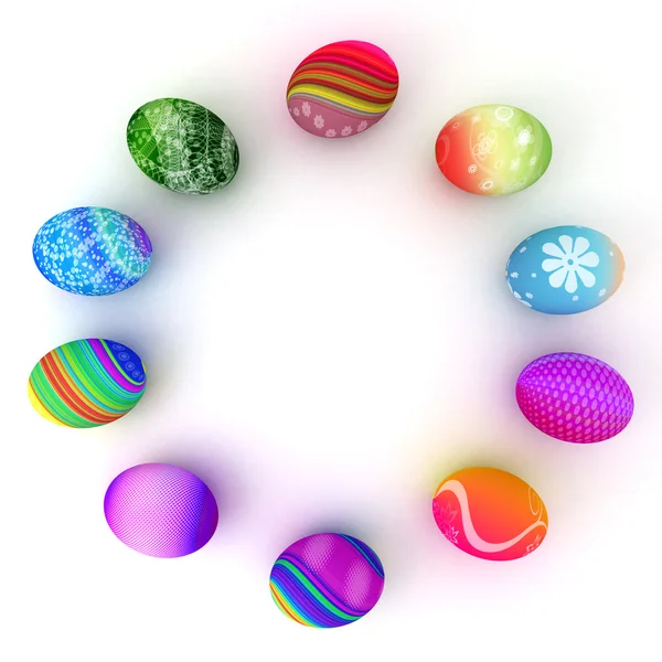 Ostern bunte Eier isoliert auf weißem Hintergrund — Stockfoto