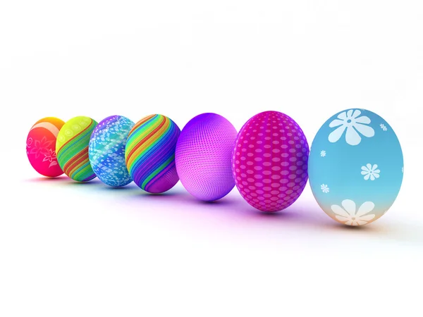 Ostern bunte Eier isoliert auf weißem Hintergrund — Stockfoto