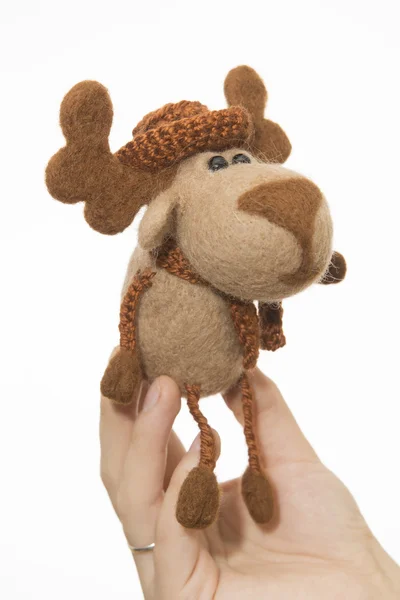 Toy elk in a gift — Stock Photo, Image