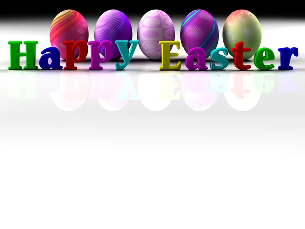 Ostern bunte Eier auf schwarz-weißem Hintergrund — Stockfoto