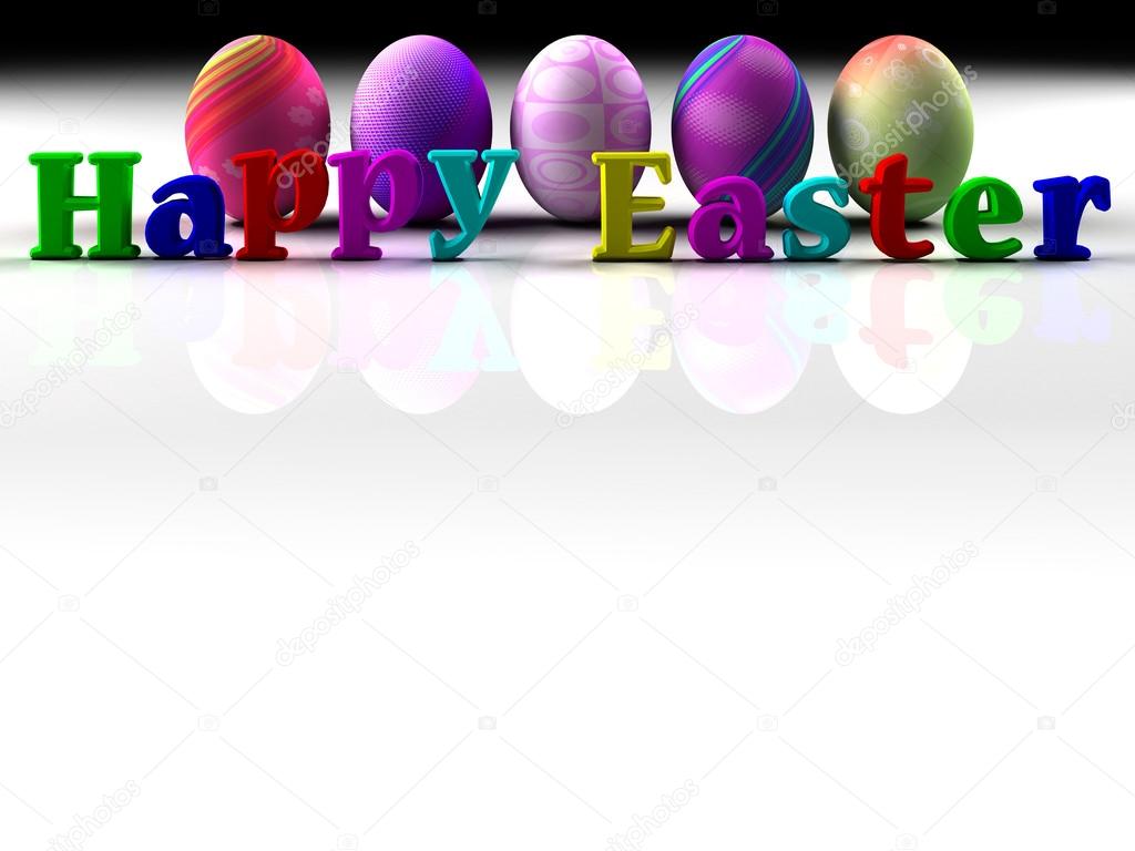 Easter colorful eggs on black and white background