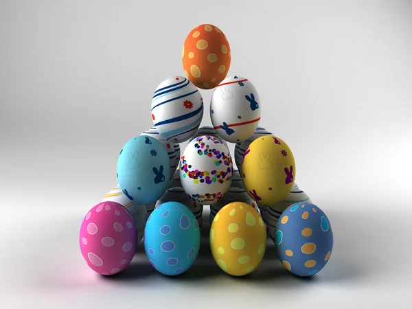 Páscoa ovos coloridos no fundo branco — Fotografia de Stock