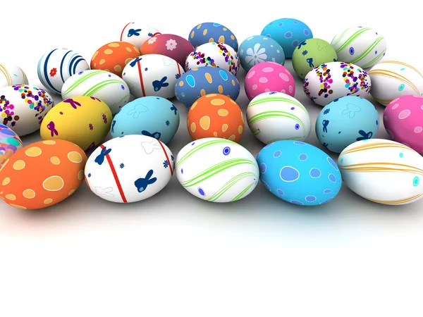 Ostern bunte Eier isoliert auf weißem Hintergrund — Stockfoto